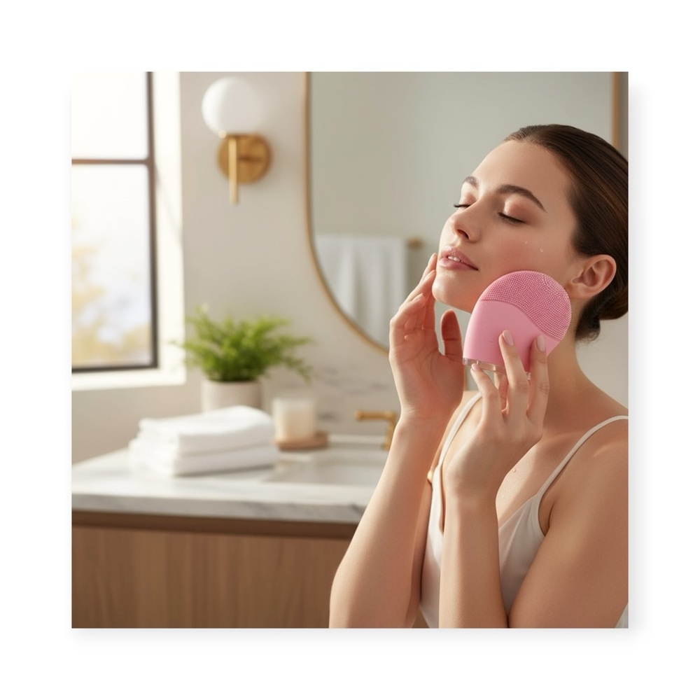 new Visage ㋛ Silicone Sonic Facial Cleansing Brush ㋛  Barbie Pink ㋛ USB Charging